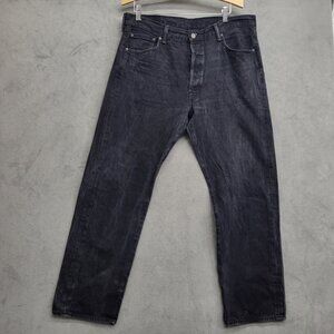 Levis 501 Jeans‎ Mens 38x34 Black Denim Tapered Dark Wash Button Fly Black Label